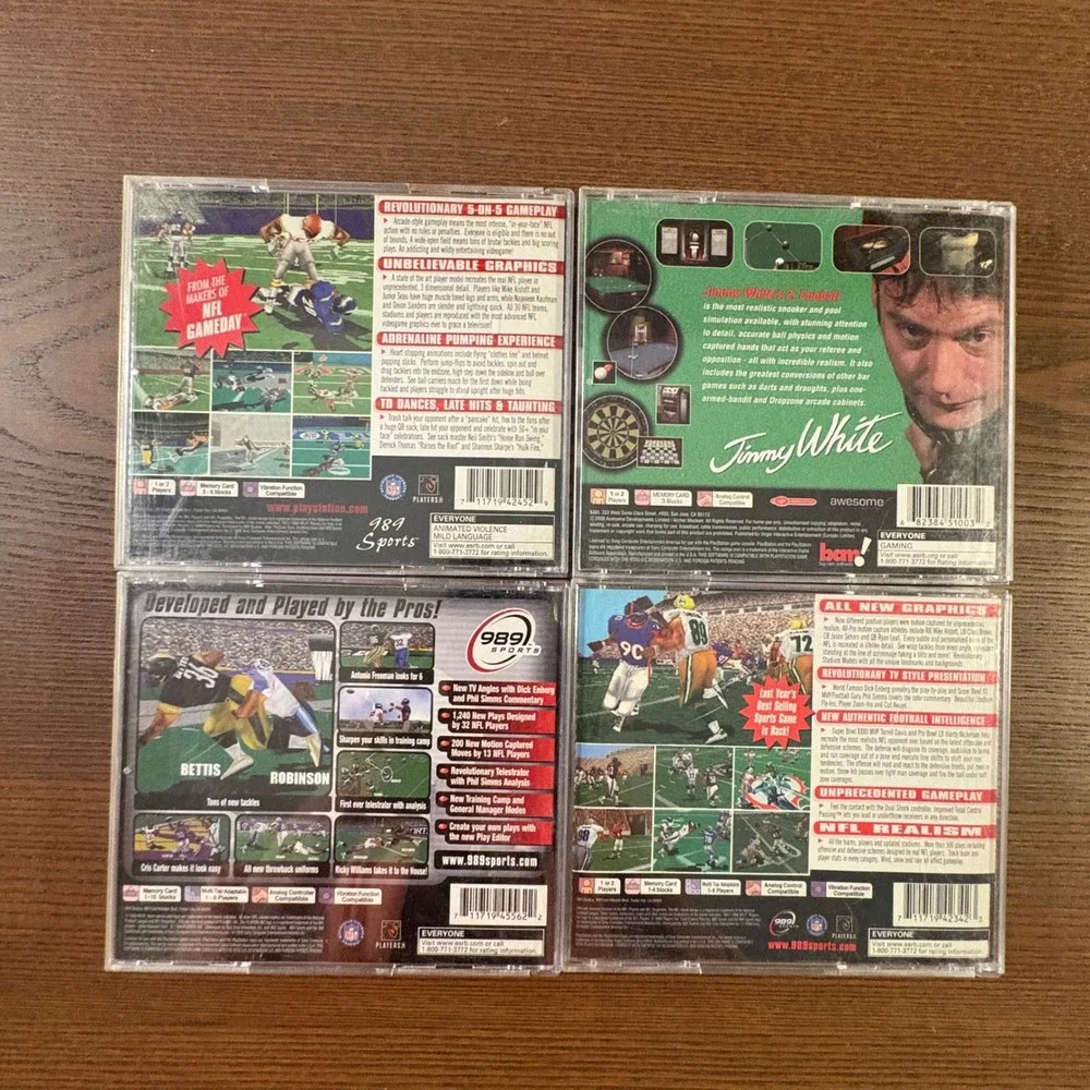 Sony‎ PlayStation Video Game Lot 4 Games NFL GameDay 99 2000 Xtreme Jimmy White